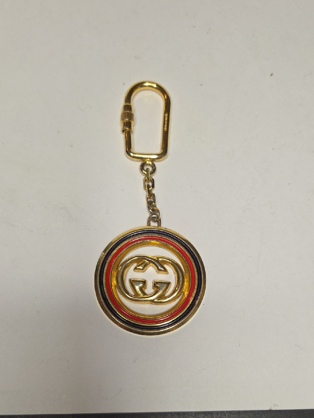 Gucci Gold-tone Double G Enamel Keychain - Multicolor